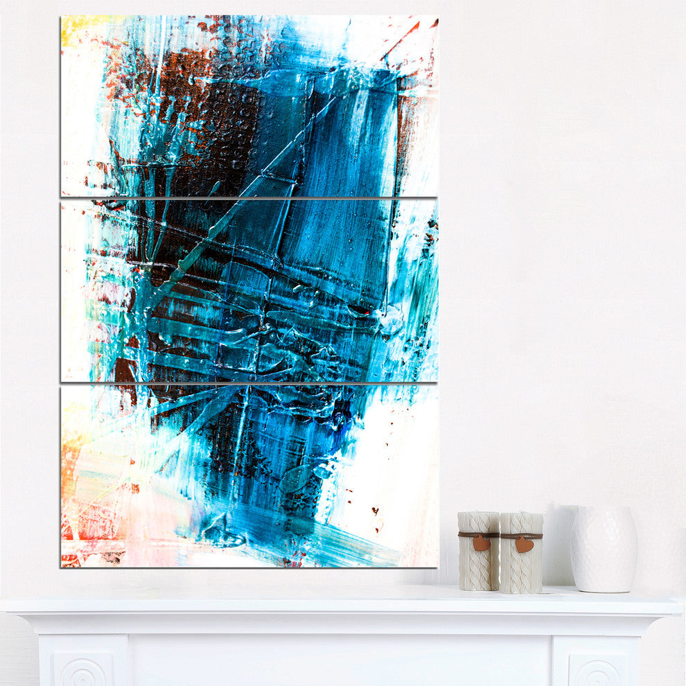 "Abstract Blue Structure Art" Glossy Metal Wall Art, 3 Panels, 28"x36"