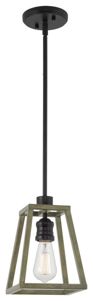 Kira Home Cartwright 10" Farmhouse Ceiling Pendant Light, Gray Oak Wood Style