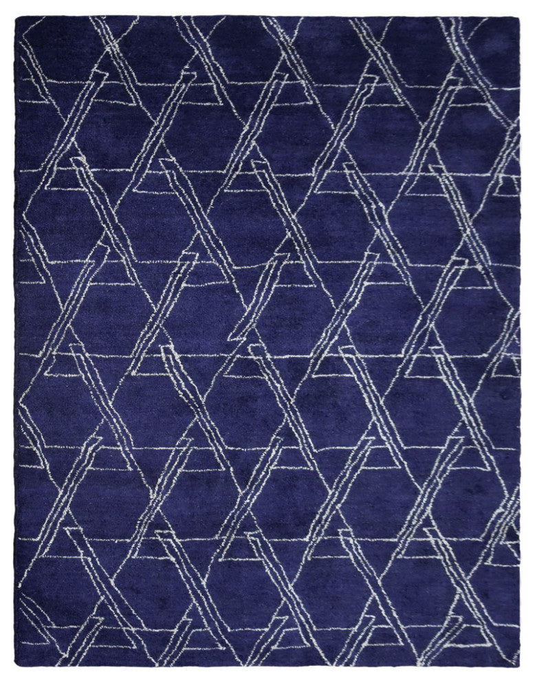 HAND KNOTTED LOOM SILK ECO-FRIENDLY RUGS-5'x8',Rectangle,Blue Beige,Contemporary