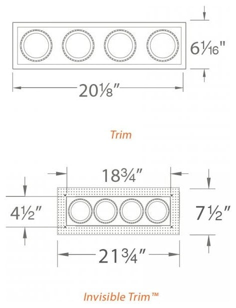 LED Precision Multiple Four-Light Trim, Black