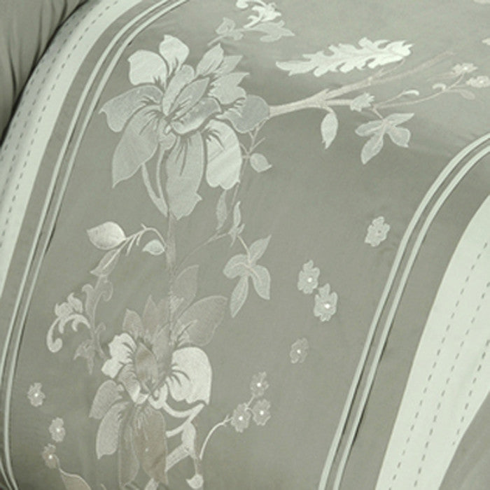 Myra Cotton Floral 5PC Duvet Cover Set, Gray, King/Cal King