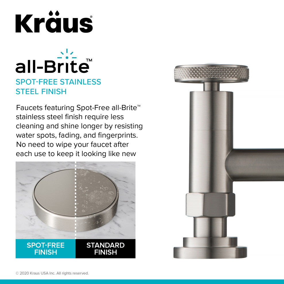 Urbix Bridge Kitchen Faucet, Spot Free Stainless Steel, Water Dispenser Ff-101
