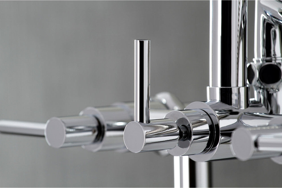 Aqua Vintage 7" Deck Mount Clawfoot Tub Faucet, Polished Chrome