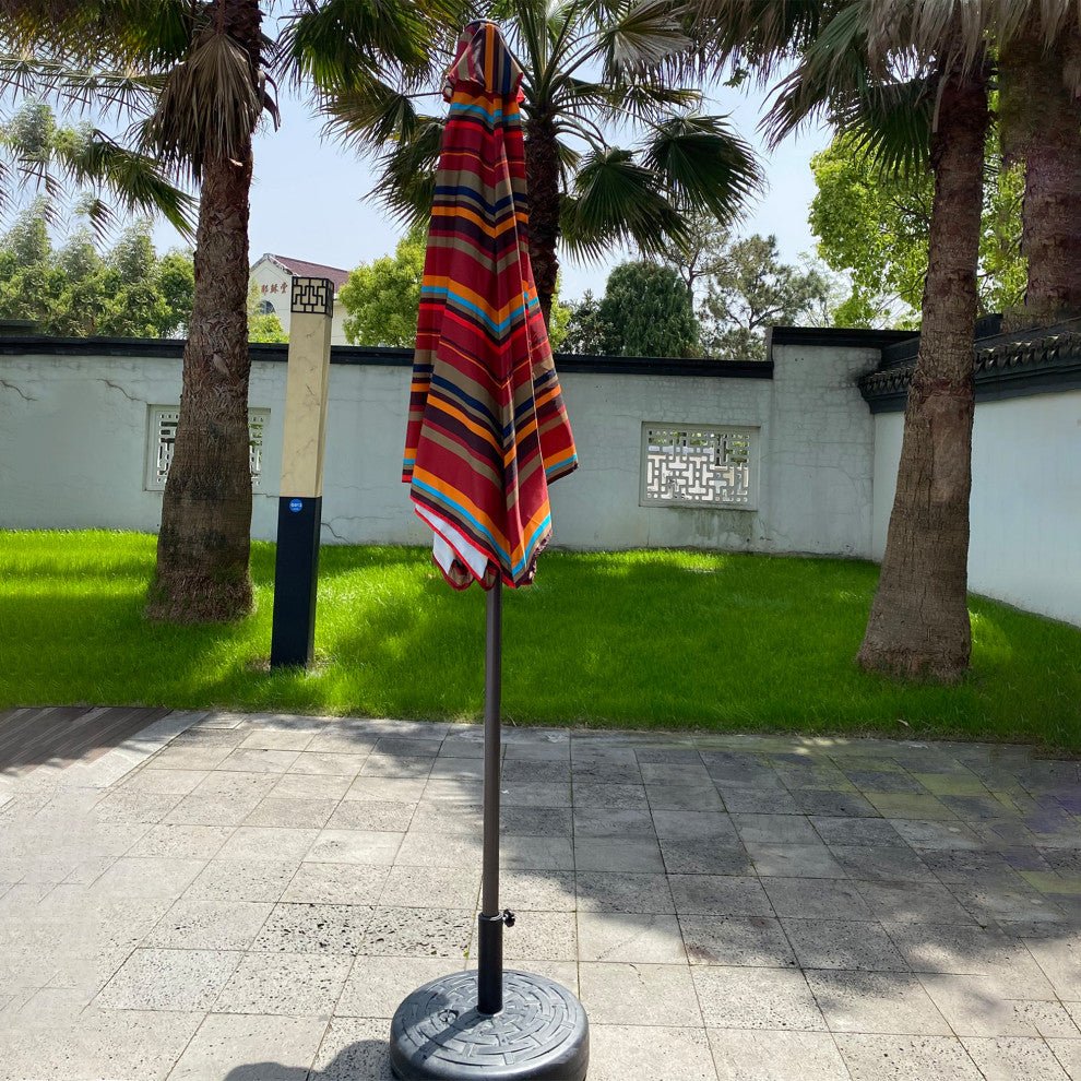 9' Outdoor Patio Steel Market Umbrella With Push Button Tilt and Crank, Red