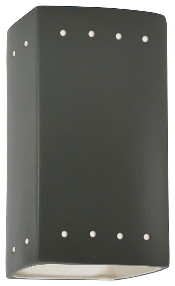 Ambiance Small Rectangle With Perfs Outdoor Wall Sconce, Open, Pewter Green, E26