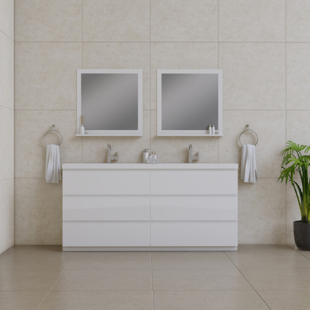 Paterno 72" Double Bathroom Vanity With Sink, White