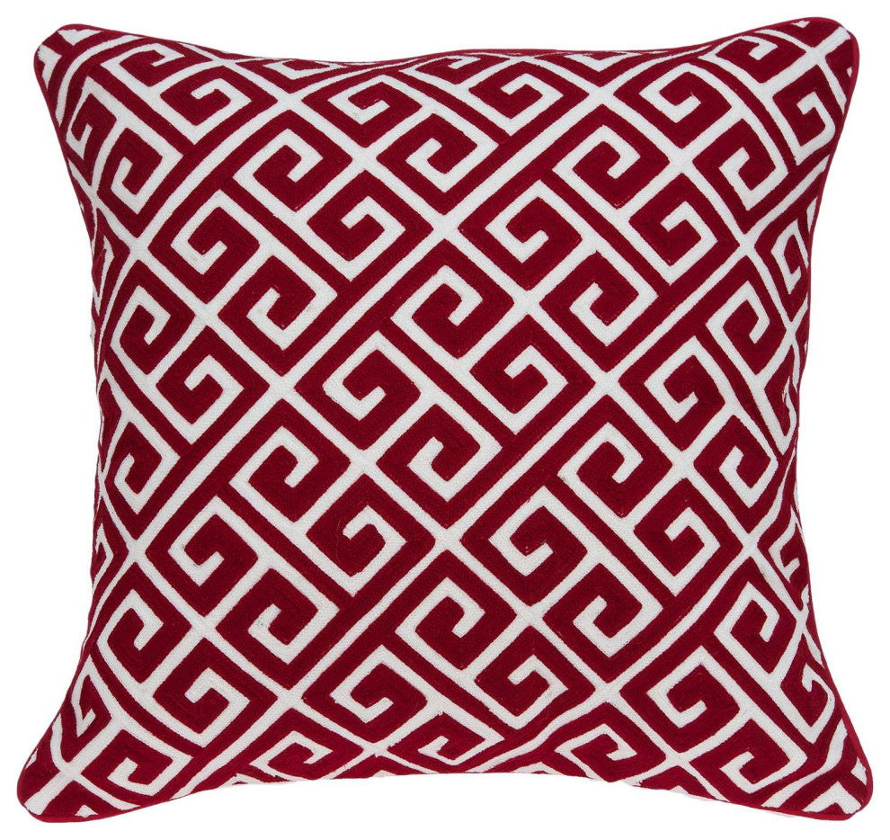 HomeRoots 20" x 0.5" x 20" Transitional Red and White Accent Pillow Cover
