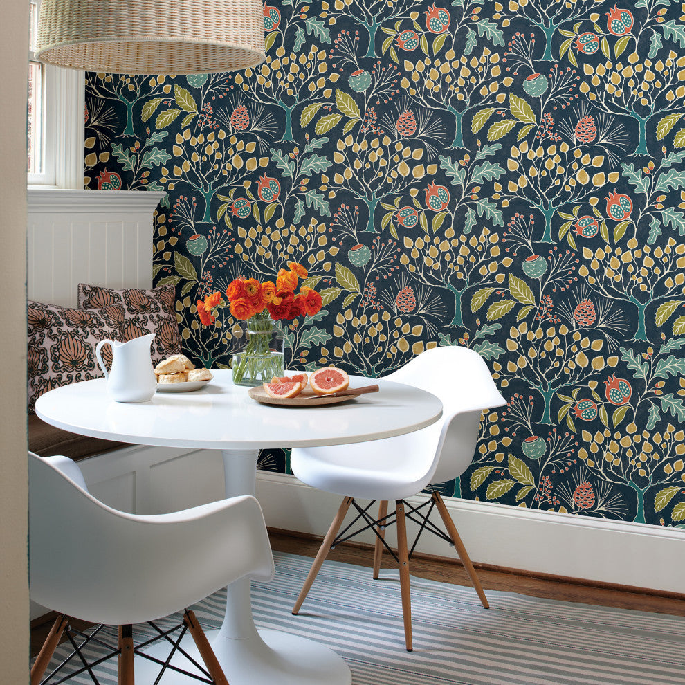 Shiloh Navy Botanical Wallpaper Bolt