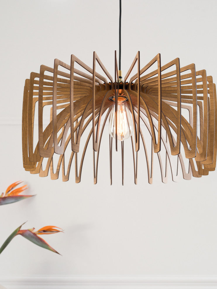 Original Modern 1-Light Pendant 20" Diameter Smooth Wood finish