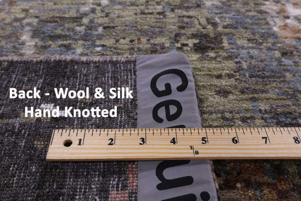 10' 1" X 14' 1" Modern Wool & Silk Handmade Rug - Q7207