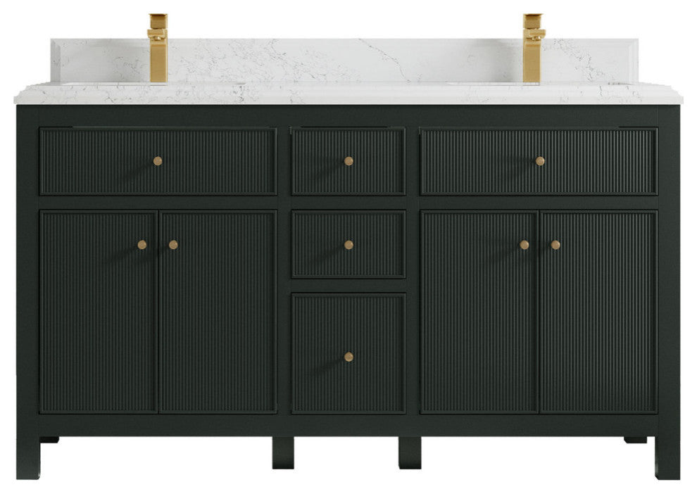 Sonoma 60 Double Bathroom Vanity in Dark Forest Green with 1.5"  Empira