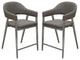 Counter Height Chairs, Set of 2, Gray Leatherette, Brushed Steel Leg
