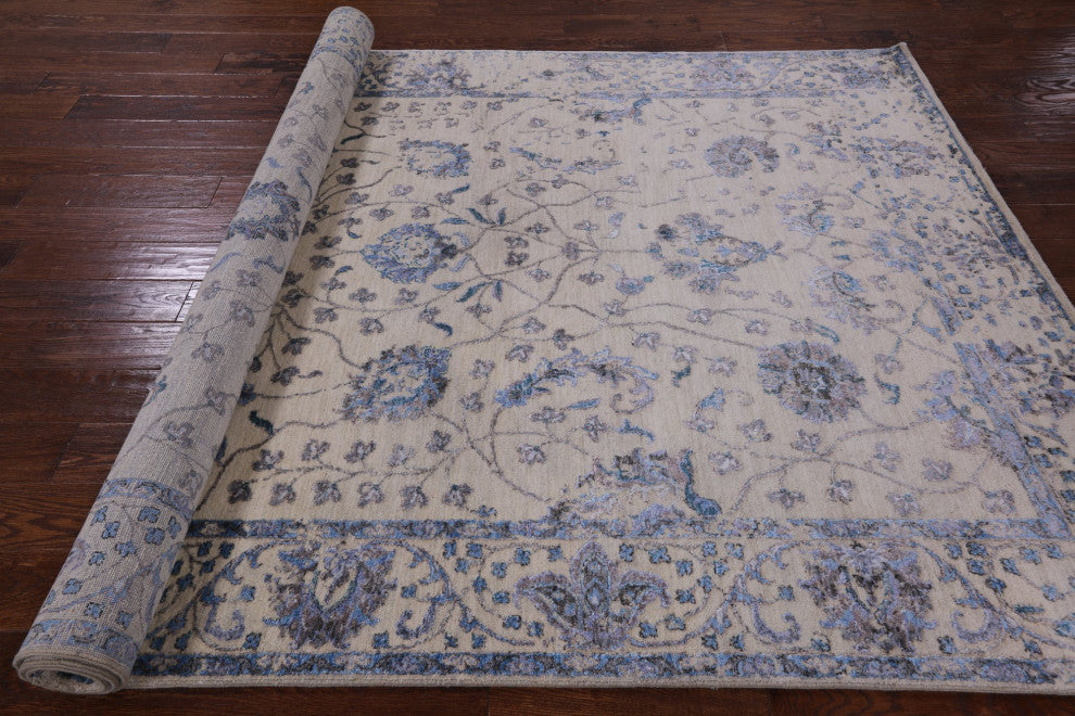 6' 2" X 9' 1" Wool and Silk Persian Handmade Rug Q6220