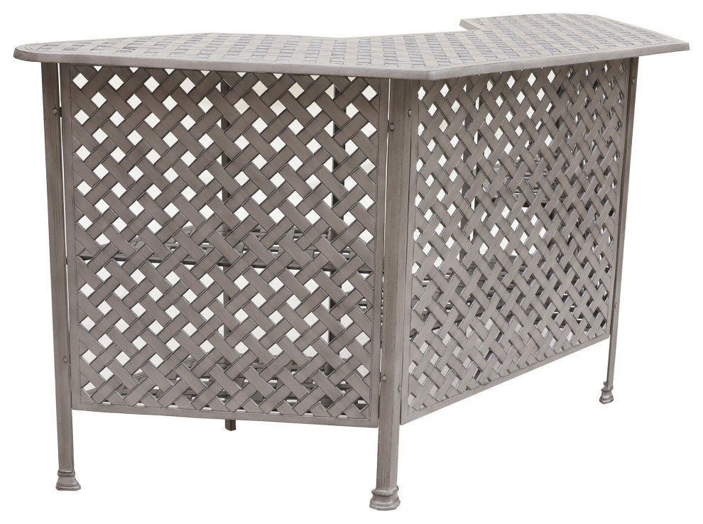 Stinson Aged Bronze Aluminum Party Bar Table, Heritage Grey