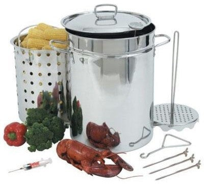 Bayou Classic 1118 Turkey Fryer With Lid, Stainless Steel, 32 Quart