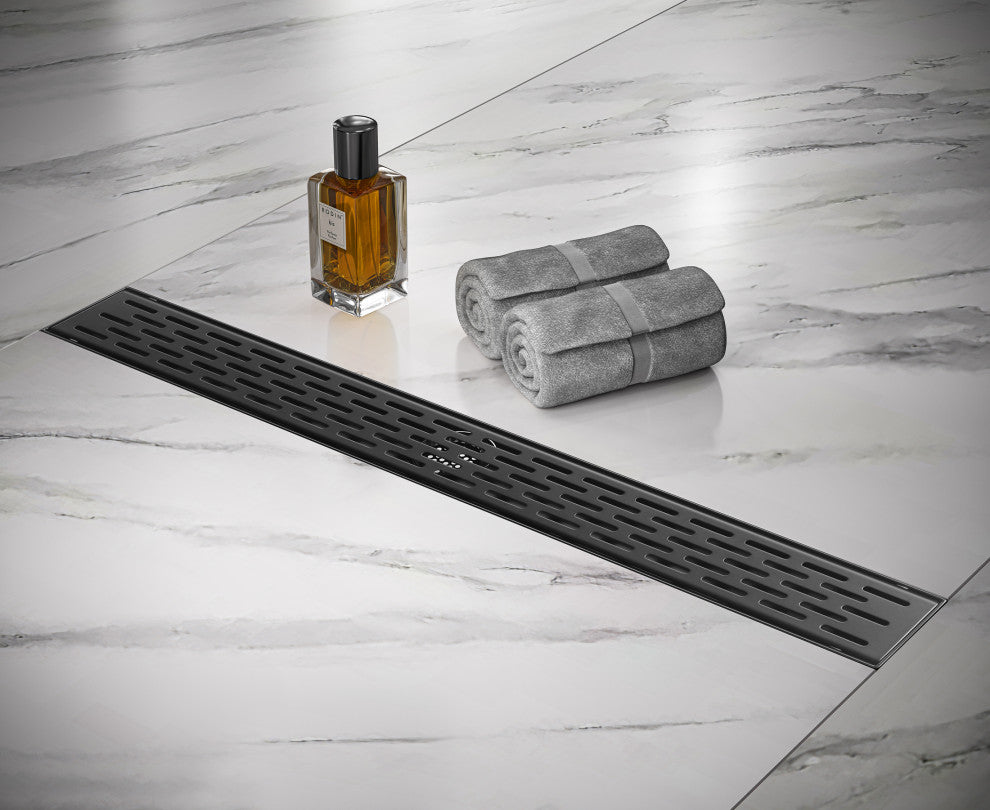 Linear Floor Drain with Removable Decorative Cover UPC certified, Matt Black, 24"