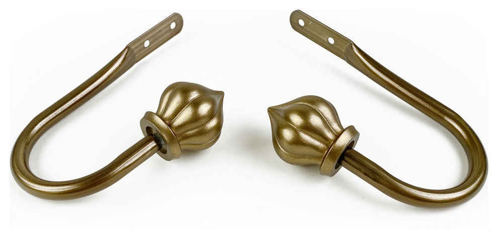 Meda Curtain Holdback Pair, Antique Brass