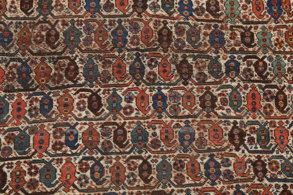 Consigned, Oriental Antique Traditional Handmade Persian Area Rug, Beige, 5x6