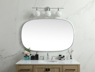 Home Living Metal Frame Oval Mirror 30x48 Inch, Silver