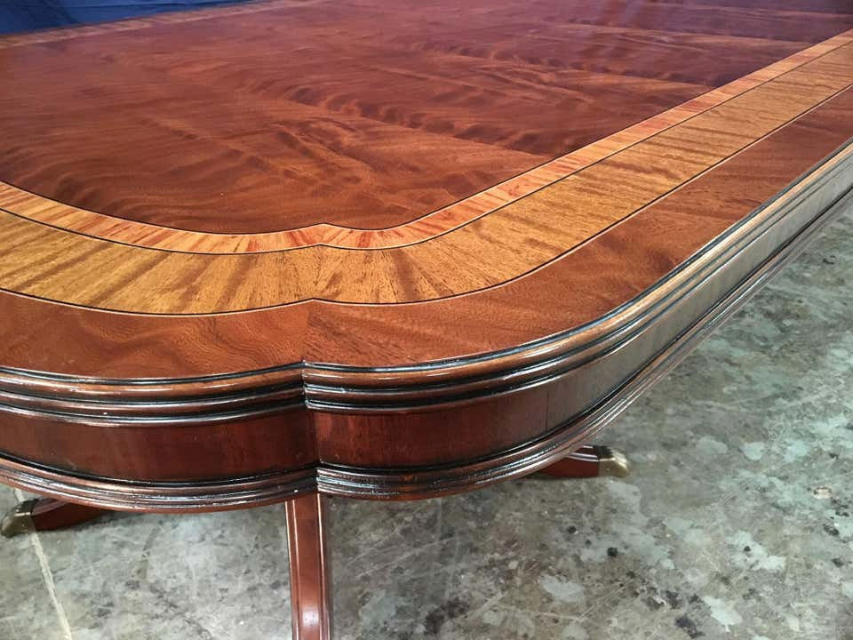 Large Scallop Cornered Mahogany Georgian Dining Table by Leighton Hall