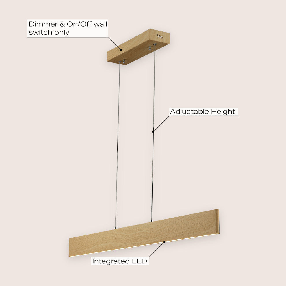 Draper 32" Adjustable Integrated LED Metal Linear Pendant