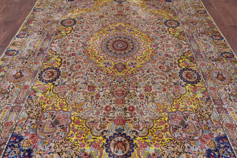 7' 0" X 10' 0'' High End Persian 100% Silk Hand Knotted Rug Q4776