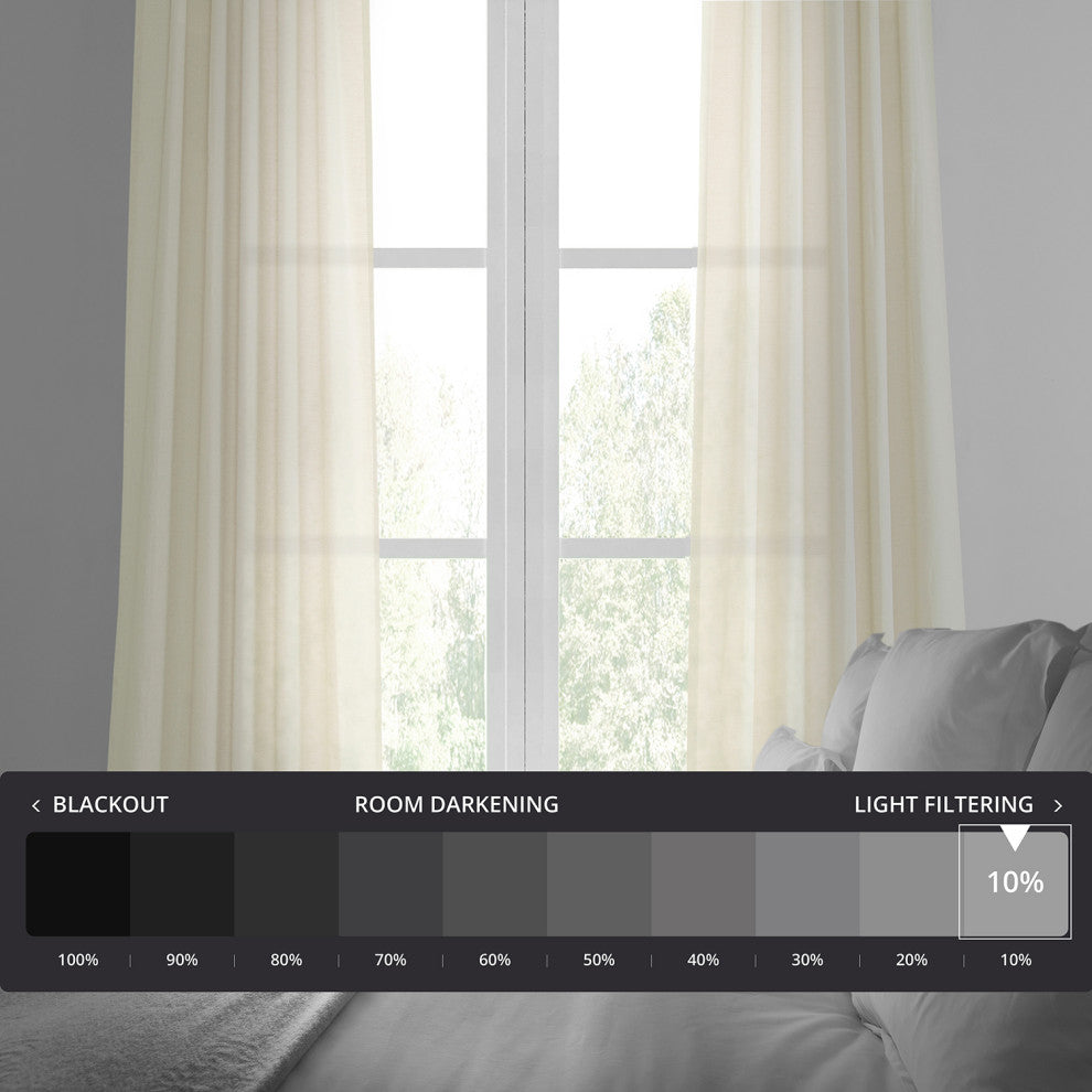 Antique Lace Linen Sheer Curtain Single Panel, 50"x84"