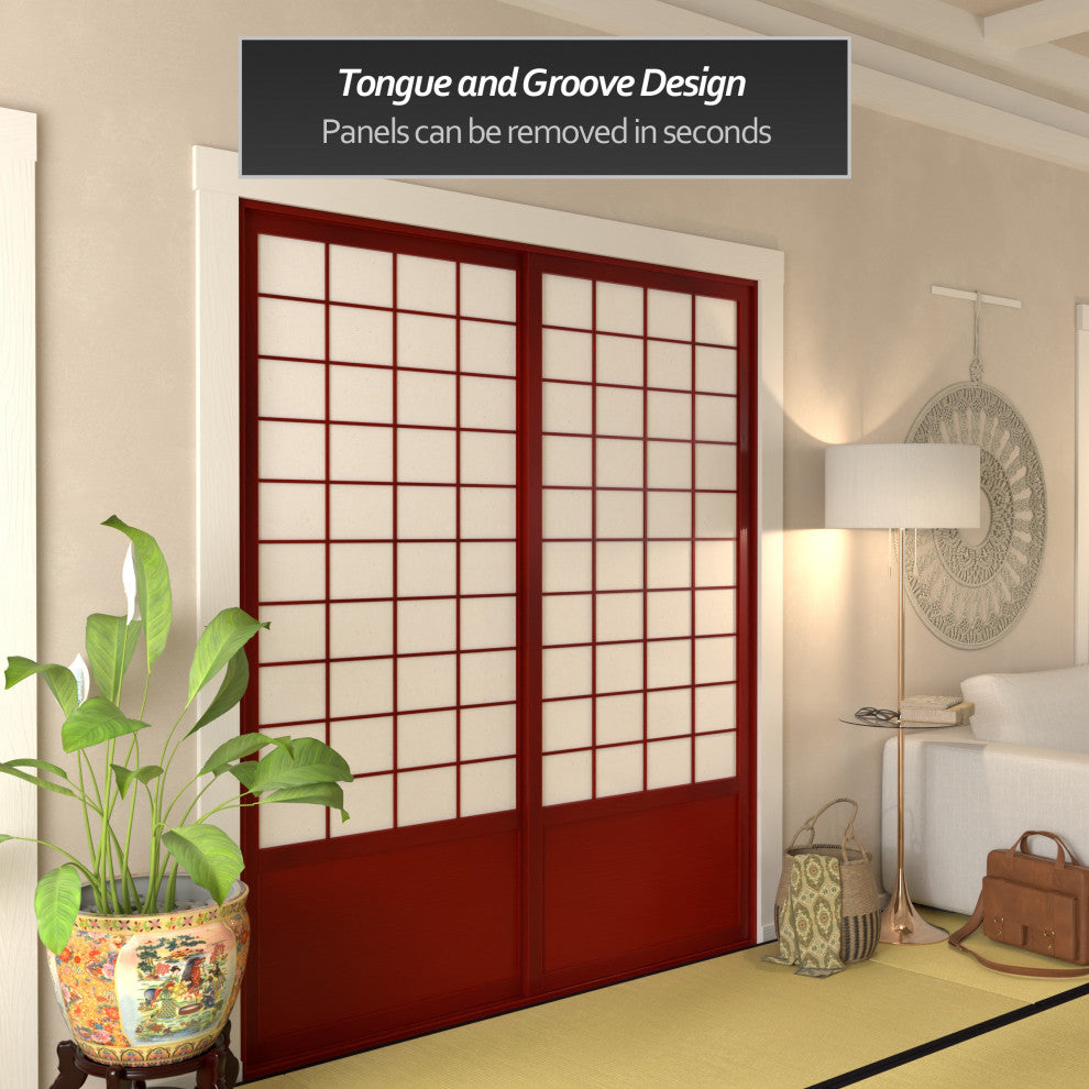 7' Tall Zen Shoji Sliding Door Kit, Rosewood