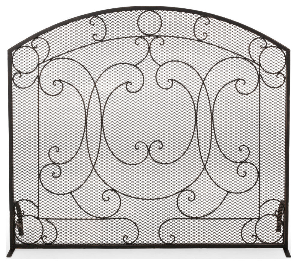 Ella Iron Fireplace Screen, Black Brushed Gold