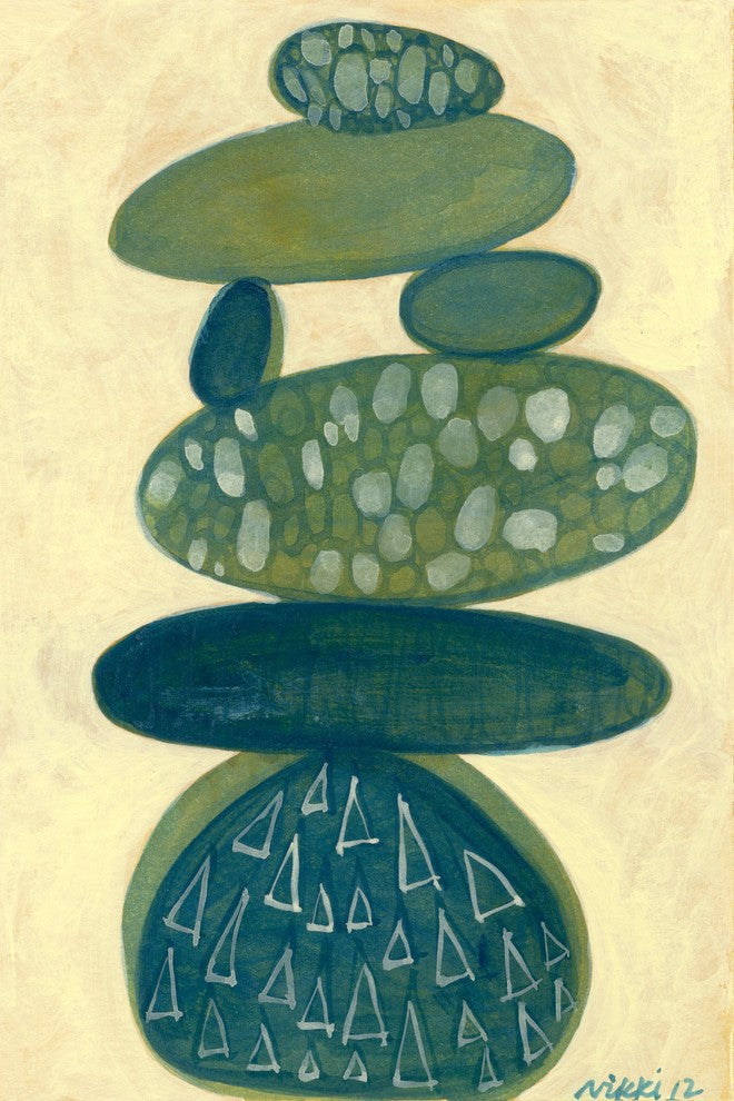 Marmont Hill, "Blue Stack" by Nikki Galapon Painting on Wrapped Canvas, 24x36