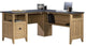 L-Shaped Desk, Large Top With File Drawer & Open Shelf, Dover Oak/Dark Slate