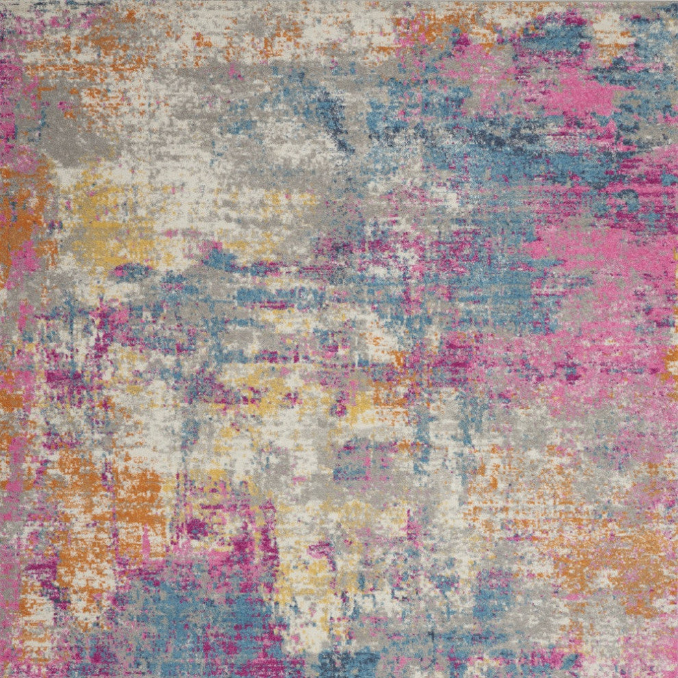 8'x10' Ivory And Blue Abstract Area Rug