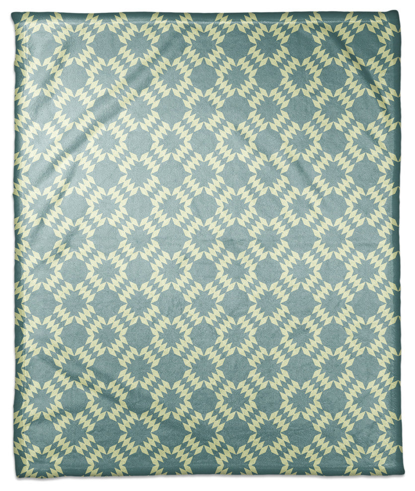 Folk Southwestern Pattern in Blue Fleece Blanket