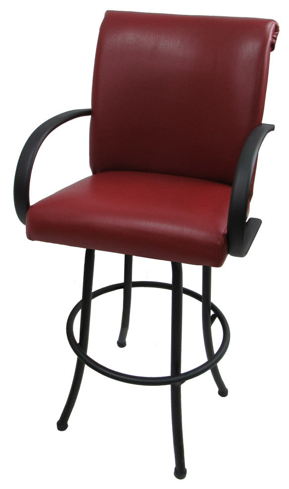 Swivel Counter Bar Stool Metal Frame 26", Casino Red Vinyl Black