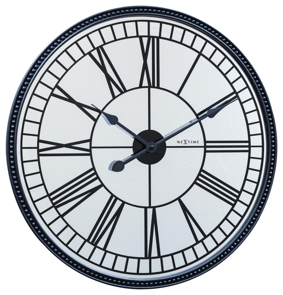 Cleopatra 22-Inch Round Mirror Wall Clock, Black