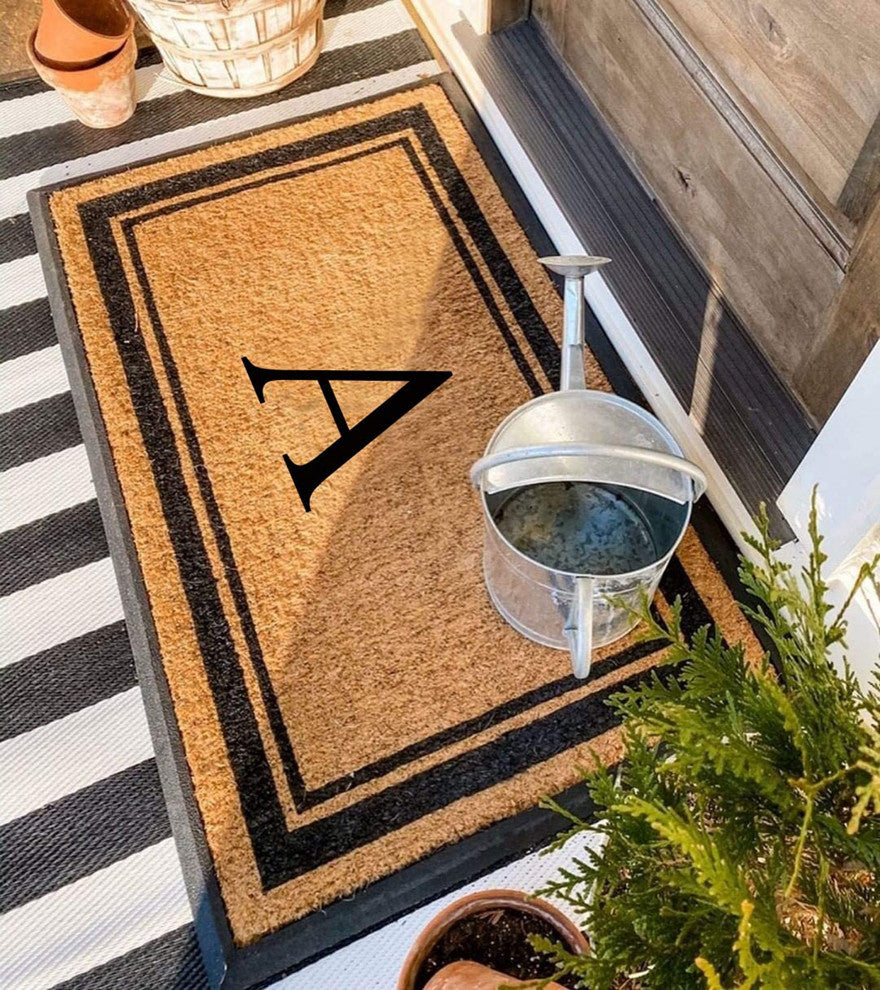 A1HC Markham Border Flocked Extra Large Monogrammed Doormat, 30"X48", A