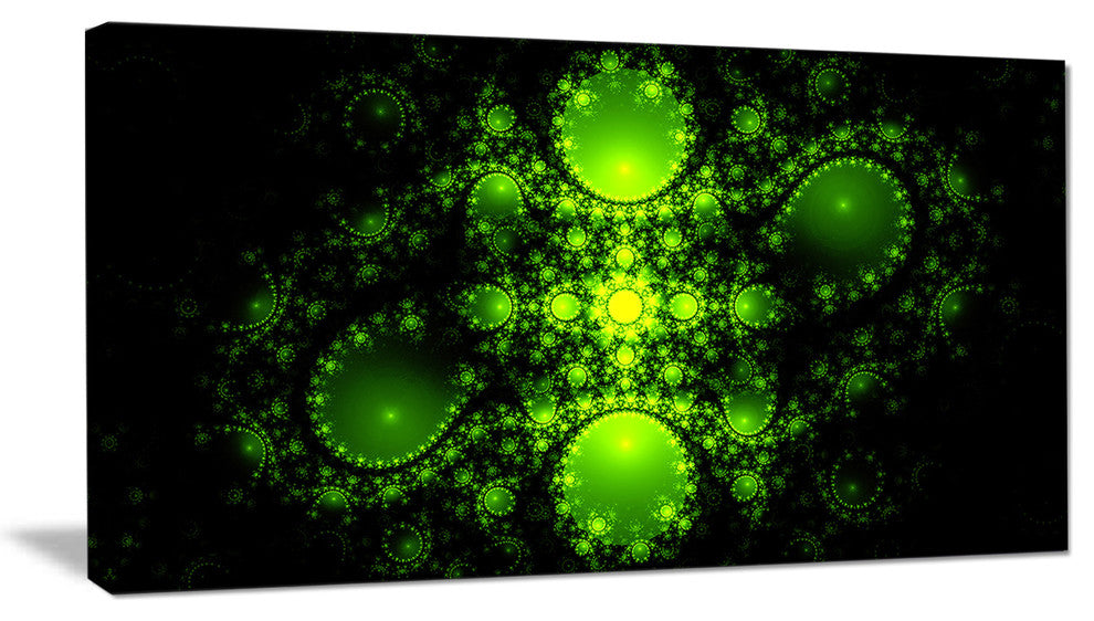 Cabalistic Green Fractal Design, Abstract Canvas Art Print, 40x20