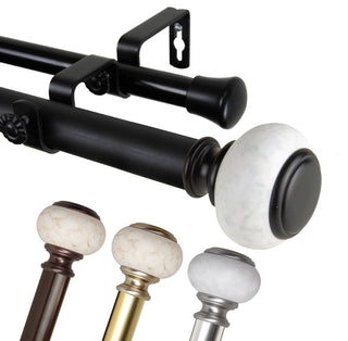 Hadley 1" Diameter Double Curtain Rod, Satin Nickel, 48-84"