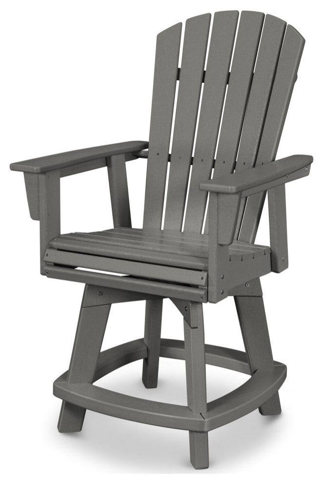 POLYWOOD Nautical Adirondack Swivel Counter Chair, Slate Gray