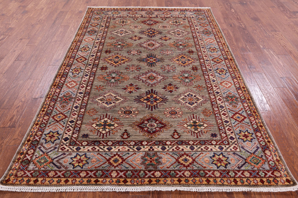 6' 0" X 8' 6" Super Kazak Hand Knotted Wool Rug - Q12939