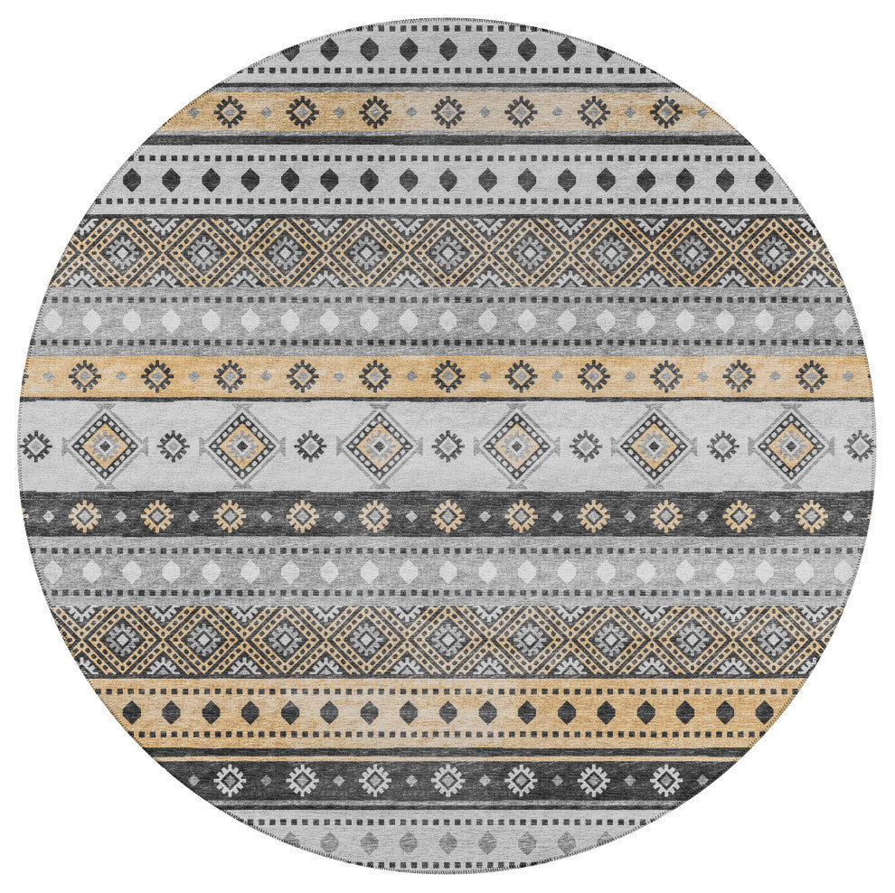 Indoor/Outdoor Sedona SN12 Midnight Machine Washable 8' x 8' Round Rug