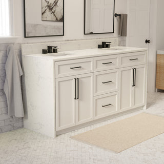 Palisade 72" Bathroom Vanity, White, Engineered Marble