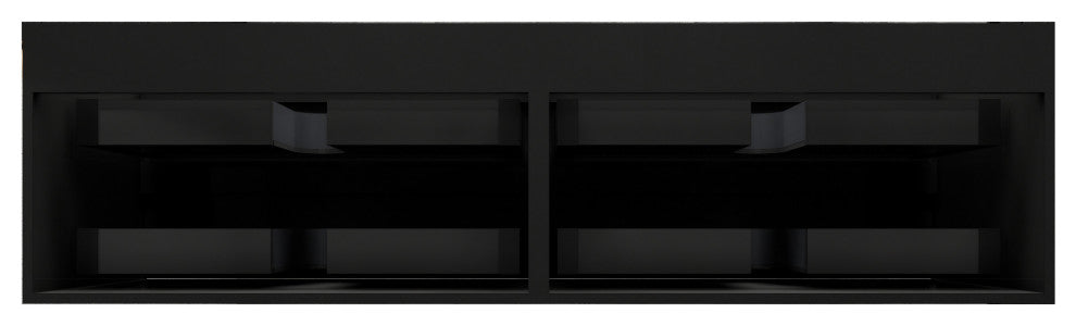 MAX 72" Double Floating Bath Vanity With Acrylic Sink, Gloss Black