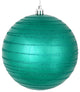Vickerman N187642D 4" Teal Candy Finish Ball Ornament With Glitter Lines