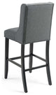 Bar Stool Chair Barstool, Set of 2, Fabric, Wood, Gray, Modern, Bar Pub