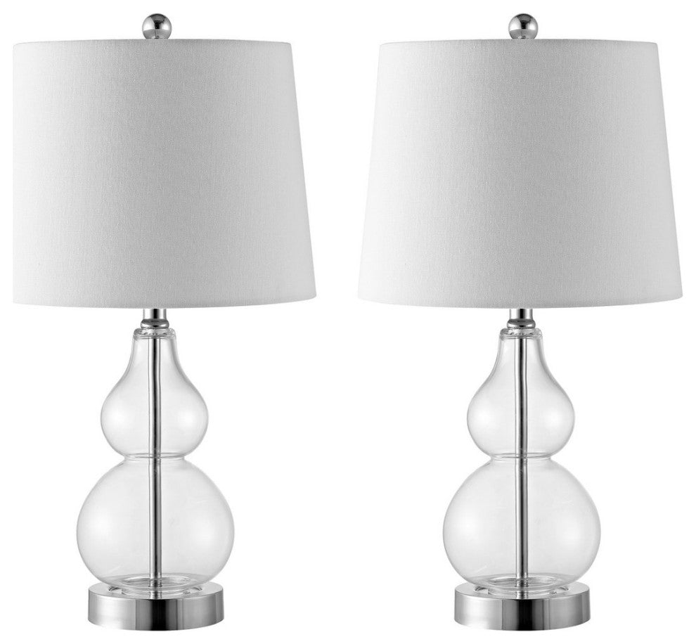 Safavieh Brisor Table Lamp Set of 2 Clear/Chrome