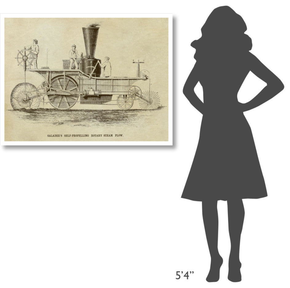 "Saladee's Self-Propelling Rotary Steam Plow" Paper Print by Inventions, 42"x32"