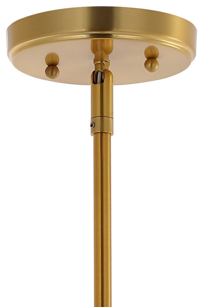 Watts 10.5" Glass, Metal LED Pendant, Brass Gold/Clear, Width: 10.5"