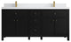 Sonoma 72 Double Sink Reeded Bath Vanity in Black 2" White Quartz