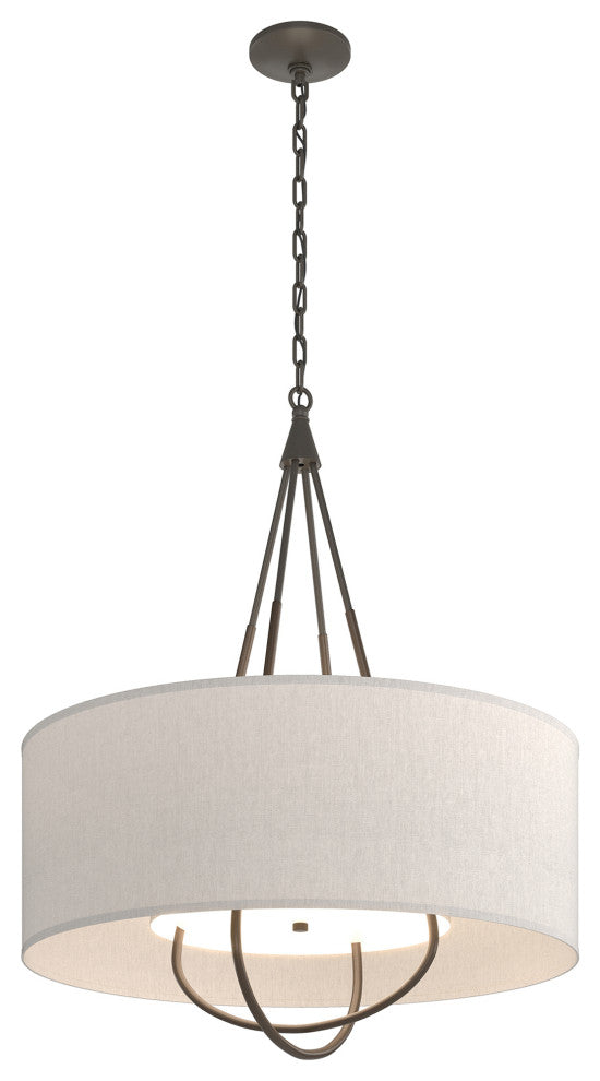 Loop Pendant, Dark Smoke Finish, Bronze Accents, Flax Shade